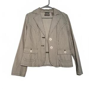 Y2K Indie vanguard Preppy Beige Striped Blazer Jacket‎